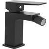 Inbagno Miscelatore bidet squadrato con testa girevole, in Ottone nero opaco, COMPLETO di piletta a scatto click clack