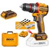 INGCO Trapano Avvitatore CIDLI20558E | Trapano COMPACT con percussione 20V 55Nm BRUSHLESS | Completo di valigetta, 2 batterie, caricabatterie e accessori