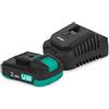 VONROC Starterset VPower 20V - Batteria 2.0Ah + Caricatore Rapido | Compatibile con utensili VONROC | Ricarica in 35 min | Litio-ione | Montaggio a parete | Confezione ecologica