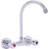 InSyoForeverEC Rubinetto a parete per cucina, girevole a 360°, in acciaio inox, rubinetto da cucina, rubinetto da parete, rubinetto per lavello, miscelatore freddo e caldo, braccio girevole a 2 maniglie
