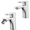 Inbagno Set Rubinetti Bagno Lavabo E Bidet In Ottone Cromato - Coppia Miscelatori Monocomando Con Scarico A Salterello - Linea Selma