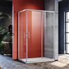 SONNI Box Doccia Quadrato 100x70 cm,Cabina Doccia con Angolare Apertura Scorrevole,Vetro Temperato 5 mm Profilo in Alluminio