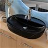 NORBE | Lavabo da appoggio in Ceramica | Lavandino in appoggio | (Marmo Nero, 60 cm)