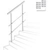 Ikodm Corrimano in acciaio inox, ringhiera per scale, 80 cm, con 2 barre trasversali e accessori, per scale, interni, balcone, ingresso di casa