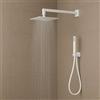 Ogomondo Kit Doccia Quadrato, Soffione 25x25 cm, Braccio 35 cm, Doccetta con Flessibile 150 cm, Acciaio Inox, Bianco Opaco