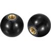 QUARKZMAN 5pz Manopole Sfera Filettate, Manopola Sfera Termoindurente Filettatura Femmina M6 da 20mm Dia Maniglie Sfera Funzionamento Rotondo, Inserto Rame per Maniglia Leva Macchina, Nero