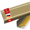 Floordirekt Profilo per bordi integrali, forma a L, preforato o autoadesivo, con materiale di montaggio, profilo per bordi in alluminio in 3 lunghezze e 4 colori (90 x 3,5 x 3 cm, autoadesiva, oro)
