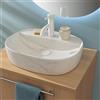 NORBE | Lavabo da appoggio in Ceramica | Lavandino in appoggio | (Marmo Bianco, 50 Cm)