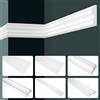 HEXIM GRAND DECOR Modanature a parete piatte moderne, schiuma rigida PU bianca - Listelli da parete lisci da 2m Rivestimento murale stile country Modanature per soffitto (10 metri CR800)