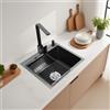 GANYUNG Lavello da incasso in acciaio inox, 41 x 30 cm, con rubinetto e dispenser di sapone, lavello da cucina in acciaio inox con scolapiatti e tappo antiodore, lavello per la cucina di casa