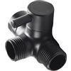 HEBEOT Valvola deviatrice per doccia a 3 vie, deviatore da 1,27 cm, in ottone, per soffione doccia a 3 vie, staffa di montaggio con valvola splitter (nero)