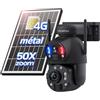 SHIWOJIA Telecamera con Sim 4G da Esterno 50X Zoom 360° PTZ Telecamera da Esterno 4G con Doppia Lente, Visione Notturna a Colori, PIR Rilevamento Intelligente