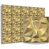 Eurodeco Pannelli 3D 50x50cm pannelli in PVC pannelli in plastica pannelli da parete camera gaming parete soffitto effetto 3D - 8 pezzi 2m² pannelli 3D in PVC D094 diamante oro champagne