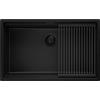 PRIMAGRAN Lavello da Cucina Tutto Nero 76x47cm, Lavandino in Granito a 1 vasca + Set di accessori, Lavabo da Cucina Incasso al Mobile 80cm - Prague Level Slim S547