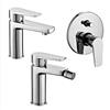 Inbagno Set miscelatori rubinetteria bagno lavabo bidet e doccia incasso con deviatore, completo di accessori, in ottone cromato, Erika (Set lavabo bidet doccia incasso con deviatore)