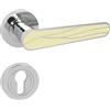 domino SNAP-R M6/bianco Set di maniglie per porte profilate PZ | Rosone rotonda | Maniglia per porta dell'ufficio, porta della cantina e porta interna | Ferri per porte in Znal | Cromato/bianco