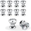KUMGROT 10 mini pomelli in cristallo da 14 mm di diametro, piccoli pomelli per armadi, cassetti, portagioie, mini pomelli decorativi a diamante, ferramenta con foro singolo