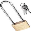 MroMax Lucchetto in ottone con chiave diversa, larghezza 6 cm, finitura spazzolata, con grillo lungo 10,4 cm, per cassetti, porte, armadietti, magazzini, scuola, palestra, armadietti, recinzioni