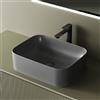 EMKE Lavabo da appoggio 505 x 380 x 150 mm, Lavabo rettangolare in ceramica per bagno, grigio scuro opaco, lavabo di alta qualità per bagno, facile da pulire e installare