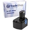 Trade-Shop Batteria ad alte prestazioni Ni-MH per Hitachi DS14DVF3 DS14DFL DS14DFLG DS14DFLPC DV14DMR DV14DV DV14DVA DV14DVKS DV14DL DV14DCL DV14DVL / 14,4V 3300mAh