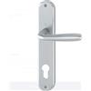 Hoppe Industries Maniglia in alluminio per porte interne, Maniglia Guarnitura con placca lunga (Distanza foro CILINDRO YALE 85mm, F94-1 alluminio aspetto cromo satinato)