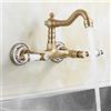 Your's Bath Rubinetto a Muro Vintage Girevole 360° da Cucina e Bagno in Ottone con Doppiocomando Ceramica Miscelatore Cucina Anticato