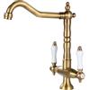 EGTink Rubinetto cucina ottone antico, rubinetto lavabo alto retrò, miscelatore a due maniglie lavandino bagno, miscelatore alta pressione rubinetto lavello cucina, rubinetto lavello girevole 360°