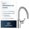 Ideal Standard Alero miscelatore da cucina, altezza bocca 211 mm, bocca girevole a 360°, installazione rapida, miscelatore per lavello da cucina - Cromo (114 x 256 x 341 mm)