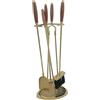 Artigianato Artistico Cav. Filippo D'Alo Set accessori per camino kit utensili trespolo in ottone lucido con manico in legno