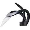 BGAZA Rubinetto for lavabo creativo stile cascata a foro singolo, rubinetto for lavabo for mobiletto del bagno caldo e freddo, rubinetto for uso domestico tutto in rame - Rubinetto per lavandino(Noir)