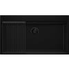 PRIMAGRAN Lavello Angolare Tutto Nero 88x50cm, Lavandino in Granito a 1 vasca + Set di accessori, Lavabo da Cucina Incasso al Mobile 90cm - Oslo 90 Top S685