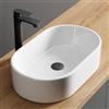 Planetmöbel Aquil Elegante lavabo ovale | Lavabo da appoggio per bagno e WC degli ospiti | Lavabo a mano senza foro per rubinetto e troppopieno, bianco, 55 x 34 x 14 cm