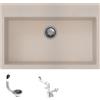 Fhuller Lavello da Incasso in Granito Avena, 78x51 cm, Vasca Singola, Base Minima 80 cm, con Kit di Montaggio e Sifone