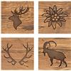 SUN WOOD by Stainer SUN WOOD Immagine in legno //ALPI- Decorazione da parete in legno quadrato con motivi in legno anticato stile rustico, 4 piastrelle di 20 x 20 cm