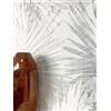Newroom carta da parati grigia palme giungla moderna soggiorno | motivo foglie di palma, struttura in lino fine, effetto opaco, stile boho urban jungle, camera da letto, corridoio