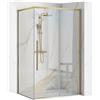Rea - Cabina Doccia Solar, Oro Spazzolato 80X100, D'Angolo Senza Piatto Doccia, Vetro Di Sicurezza Temperato Trasparente 6mm, Scorrevole, 98,5 X 79 X 195 cm