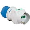 cee ADATTATORE INDUSTRIALE DA SPINA 2P+T 16A CEE blu a 2 presa 2P+T 16A + 1 SCHUKO