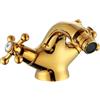 SAMMUA Cromo/Oro Bagno Doppio Manici Rubinetto Bidet con Volantino Acqua Calda e Fredda Miscelatore Lavabo Rubinetto Singolo Foro (Oro)