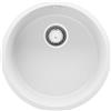 PRIMAGRAN Lavello da Cucina Bianco 46x46cm, Lavandino in Granito a 1 vasca + Sifone Classico, Lavabo da Cucina Incasso al Mobile 50cm - La Valletta Slim S002