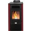 STUFE A PELLET ITALIA San Diego 14 Kw Canalizzata - Stufa ad Aria Ventilata Efficienza 92% Scalda 130m² Autonomia 20H Programmabile 5 Velocità e Potenze Garanzia 24 Mesi Rosso