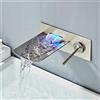 BKWZA Rubinetto Lavabo Bagno Fissato Al Muro Spazzolato Led Cascata Nichel Miscelatore Vasca Tap Controllo Della Temperatura Led Rubinetto Cromato Nero Finito Acqua Calda E Fredda, Nichel Spazzolato