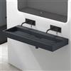 Mai & Mai Lavabo da Appoggio 120x46x11cm, Lavabo Bagno Sospeso Lavandino Bagno con Piletta di Scarico Colossum19 Lavabo da Minerale fuso, senza Foro per Rubinetteria, Antracite Opaco