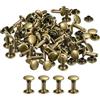 QUARKZMAN 100 Set di Rivetti in Pelle, 6x10mm Rivetti a Doppia Testa in Metallo per Riparazione Fai da Te di Artigianato in Pelle Borse Cinture Scarpe, Tono Bronzo