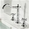 TYMYW rubinetto bagno lavabo 3 Fori con Due Maniglie,Miscelatore Bagno Girevole 360° rubinetto lavandino bagno in Ottone,Cromato