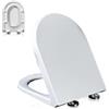 Wttfc Tavoletta WC Universale D Forma, Sedile WC Con Chiusura Ammortizzata e Funzione di Sgancio Rapido, Bianco, Copriwater in PP, 02B, 42x33cm, Facile da Montare e Pulire