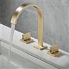 ZYCDP Miscelatore Lavabo 3 Fori Rubinetto Lavello Bagno a Cascata con 2 Manopole Oro Spazzolato