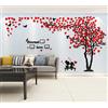 guangmu 3D Albero Adesivo da Parete, Cornici per Foto e Alberi Uccelli Adesivi Murali Fai da te Arts Wall Sticker Decorativi per Camera da Letto, Soggiorno (A Rosso Destra,M)