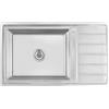 Omeere, Lavello da incasso 86x50x21 cm, Lavello da cucina in acciaio inox 304, spessore 0,9 mm, Lavello da cucina angolare con 1 vasca, scolapiatti R20 (scolapiatti a destra - destra)
