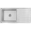 Omeere, Lavello da incasso 100x50x21 cm con grande vasca 50x40 cm, Lavello da cucina in acciaio INOX 304 spessore 0,9 mm, Lavello cucina, angolare, 1 vasca, piano di scolo R20 (piano di scolo destro