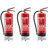 MBS FIRE PROTEX - 3 estintori a polvere - Estintore Protex - 6 kg - per le classi di fuoco ABC - Certificato secondo DIN EN 3 e CE - 9,5 kg ciascuno - con pratico supporto - con piastra di prova - Made in EU